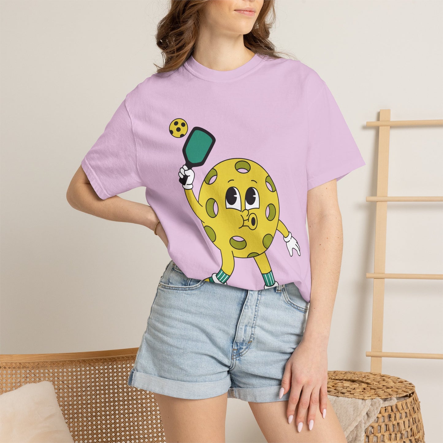 Pickleball Character T-Shirt — Cute Cartoon Pickleball Paddle & Ball Tee