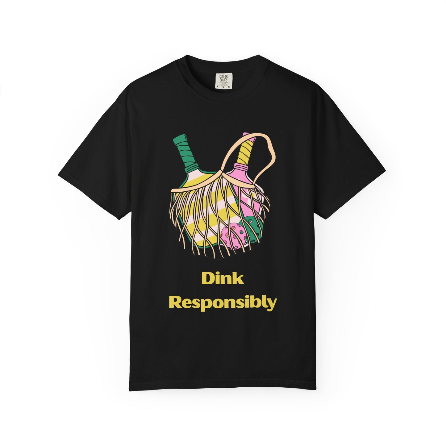 Dink Responsibly Pickleball T-Shirt — Vintage Net Bag Graphic