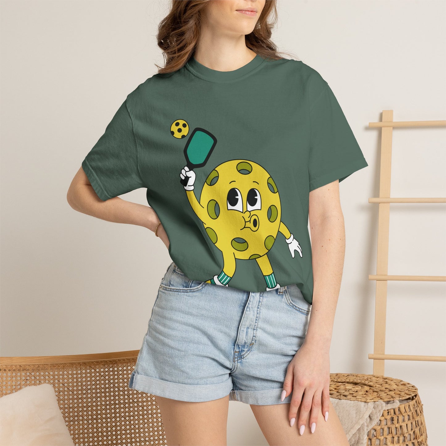 Pickleball Character T-Shirt — Cute Cartoon Pickleball Paddle & Ball Tee