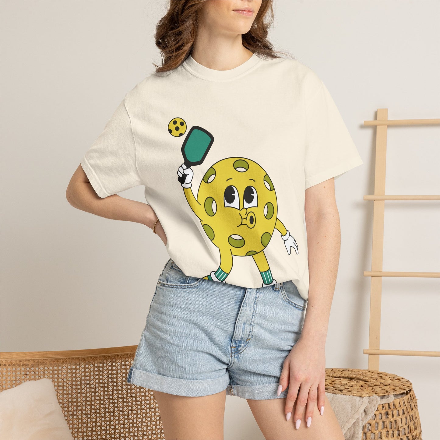 Pickleball Character T-Shirt — Cute Cartoon Pickleball Paddle & Ball Tee