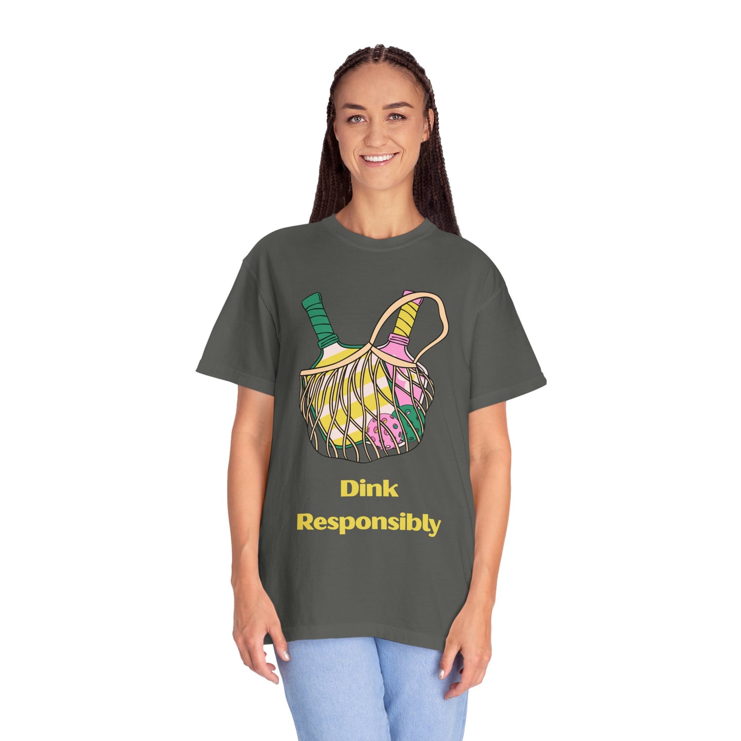 Dink Responsibly Pickleball T-Shirt — Vintage Net Bag Graphic
