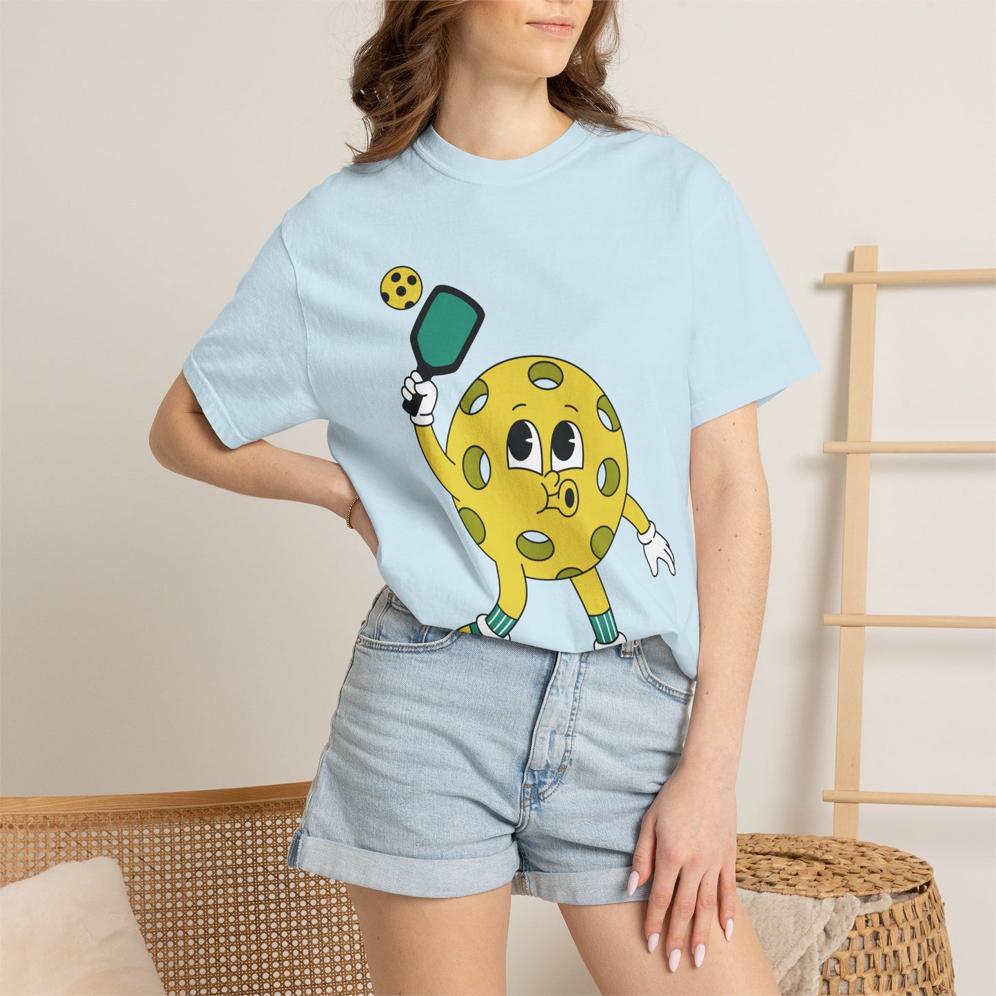 Pickleball Character T-Shirt — Cute Cartoon Pickleball Paddle & Ball Tee